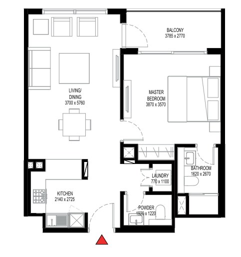 crest 1br floor plan