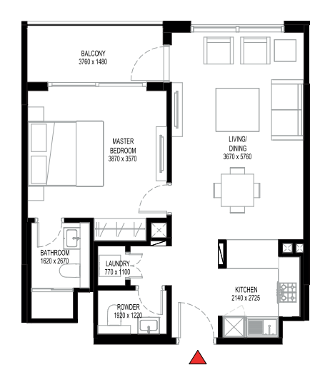 crest 1br floor plan