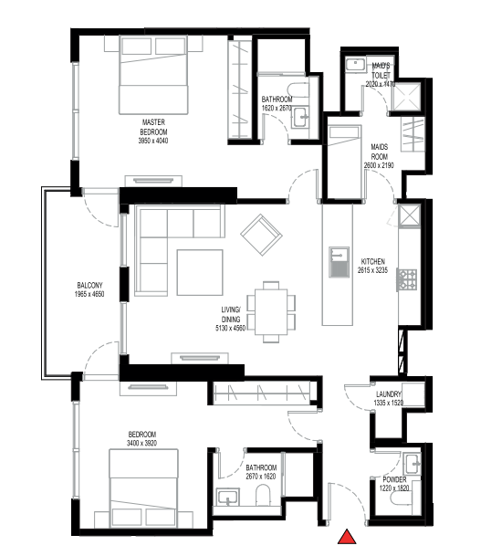 crest 2br floor plan