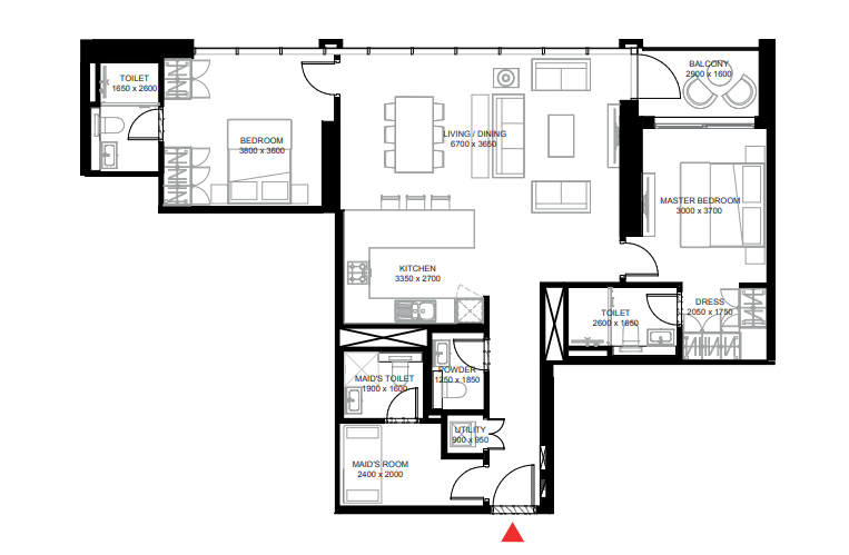 crest 2br floor plan