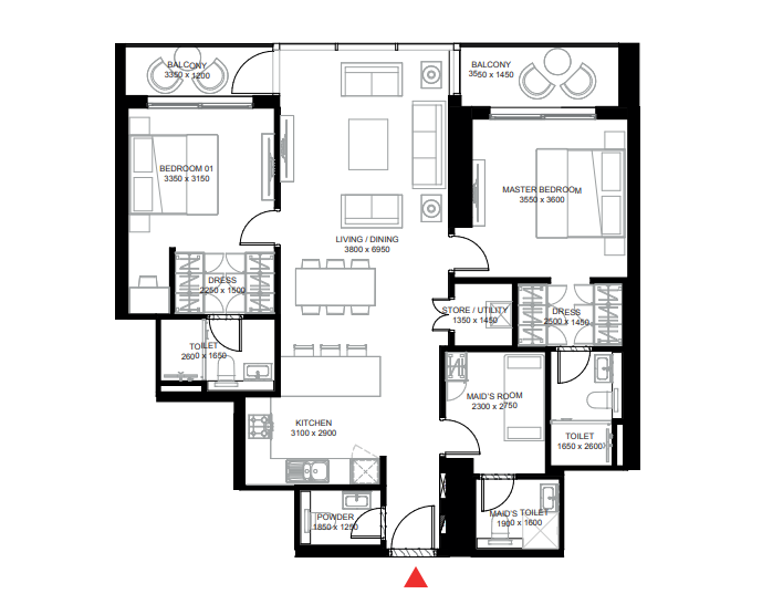 crest 2br floor plan